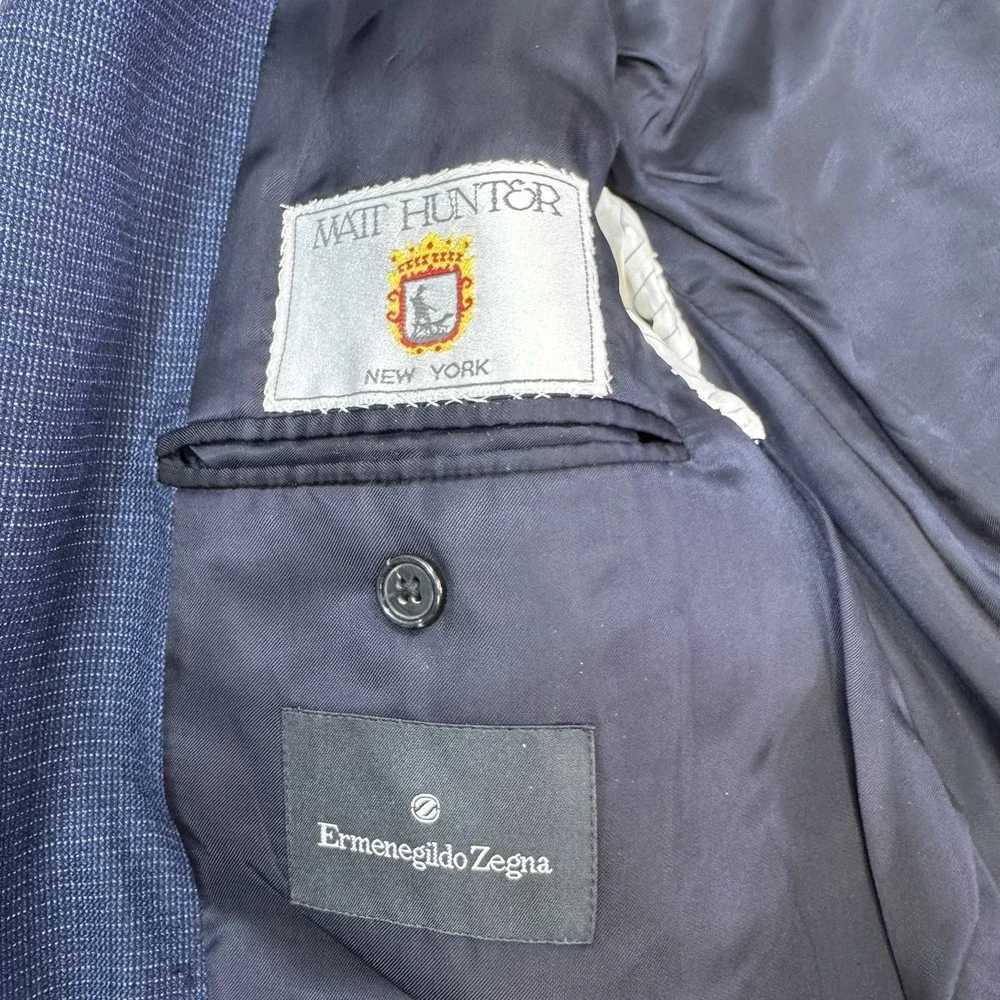 Ermenegildo Zegna Matt Hunter 44R (EU 54R) Wool Blazer‎ Suit Jacket Navy *READ*